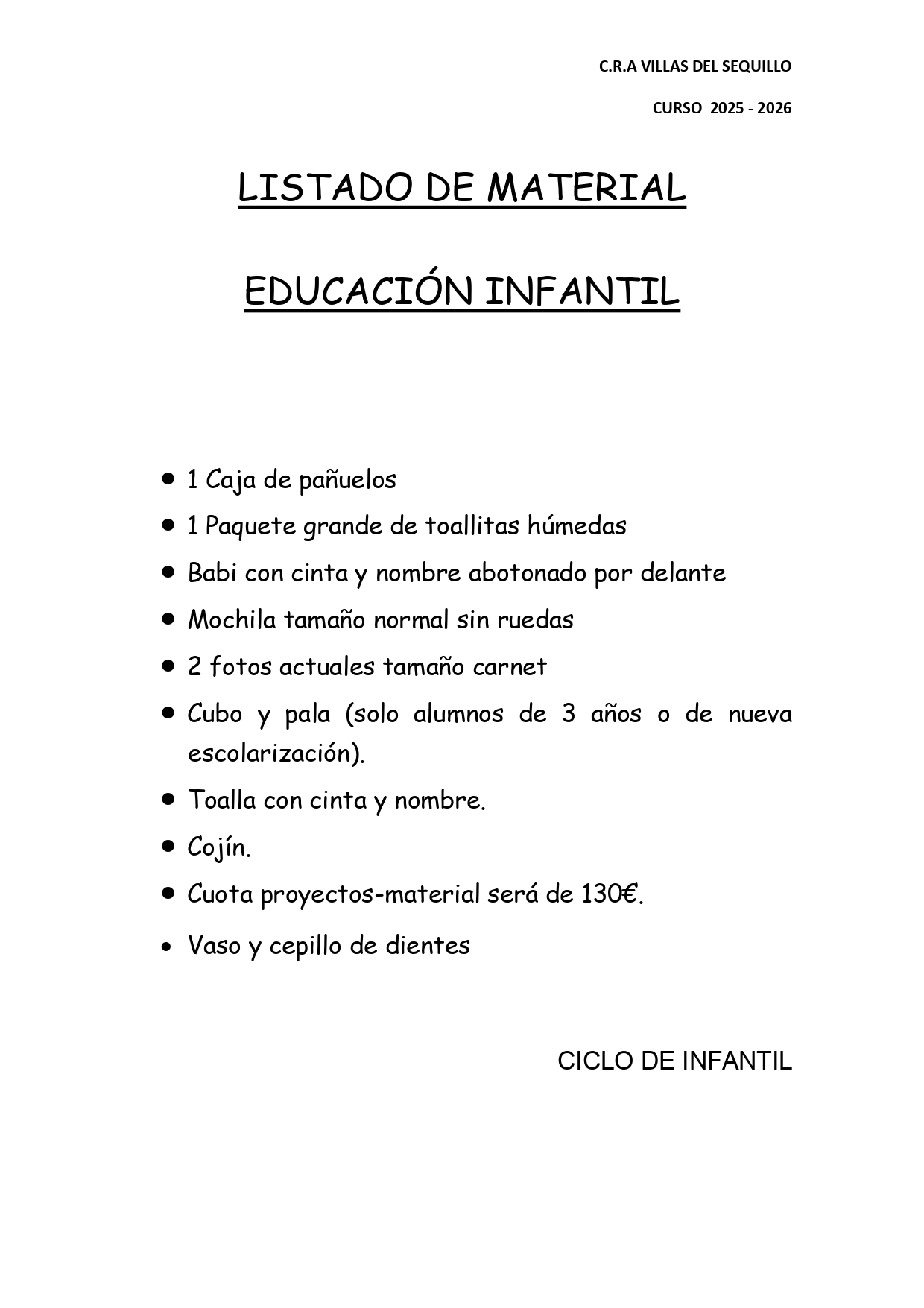 MATERIAL INFANTIL SP